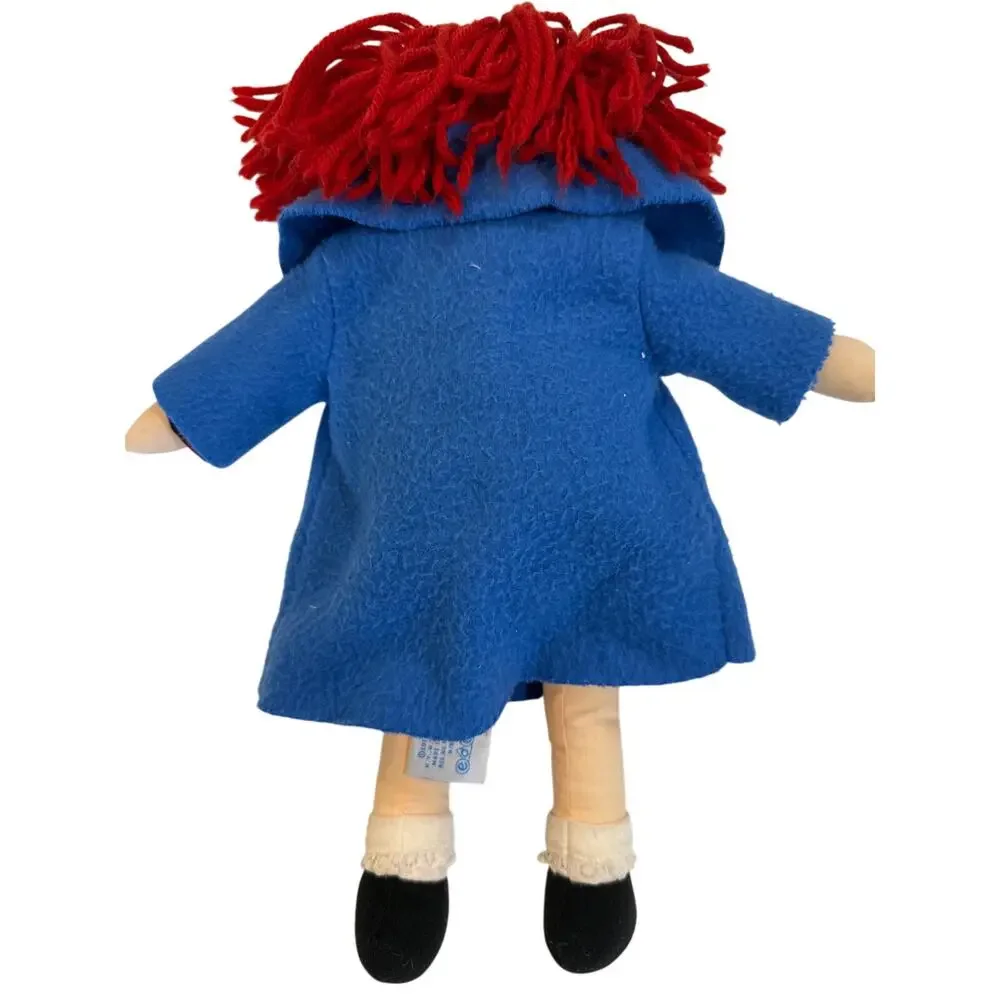 Vintage 1994 Eden Madeline Rag Doll 15” Blue Coat Red Plaid Dress